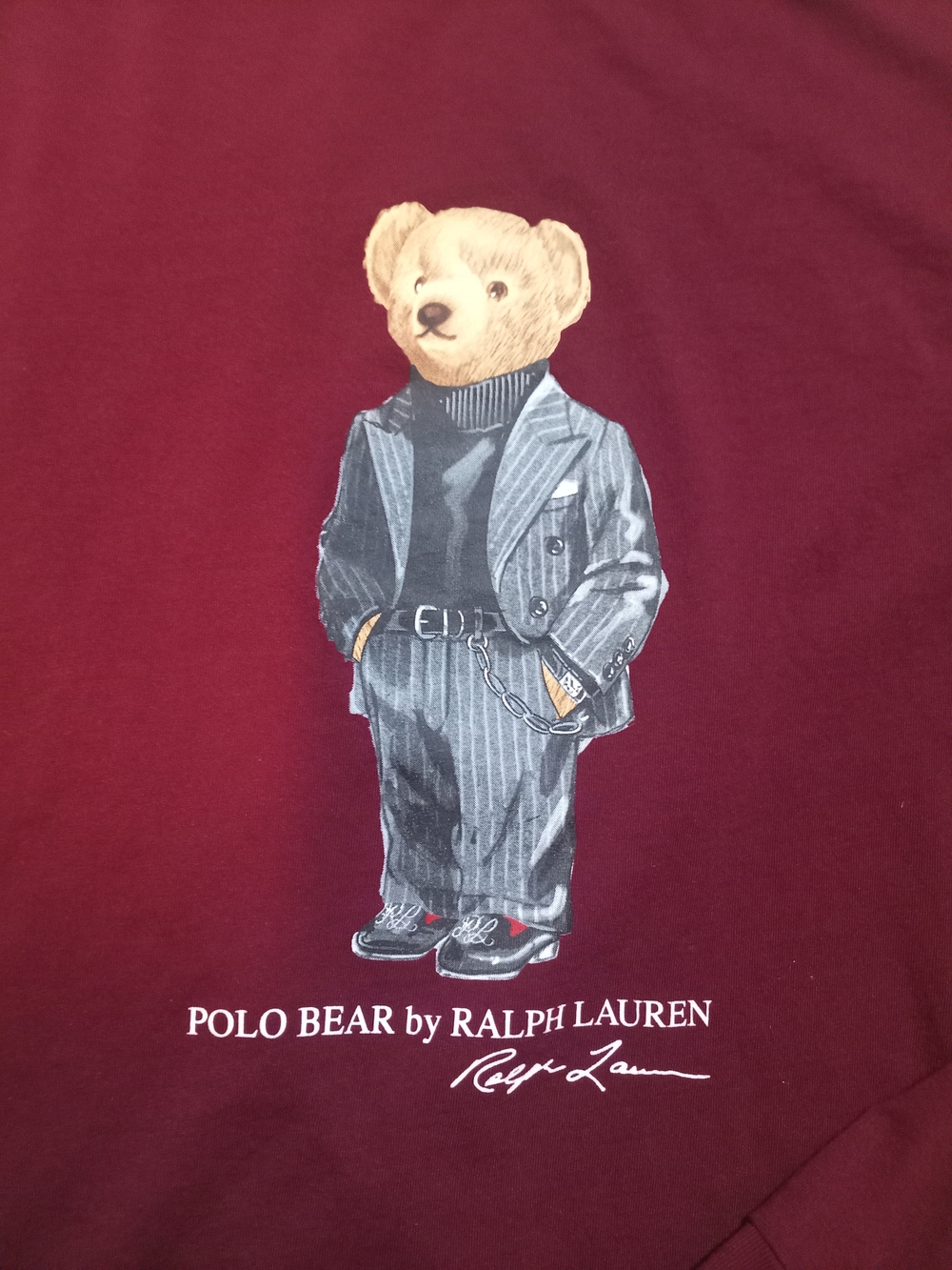 Polo by Ralph Lauren Men’s Burgundy Polo Bear Long-Sleeve Shirt - Picture 3 of 4